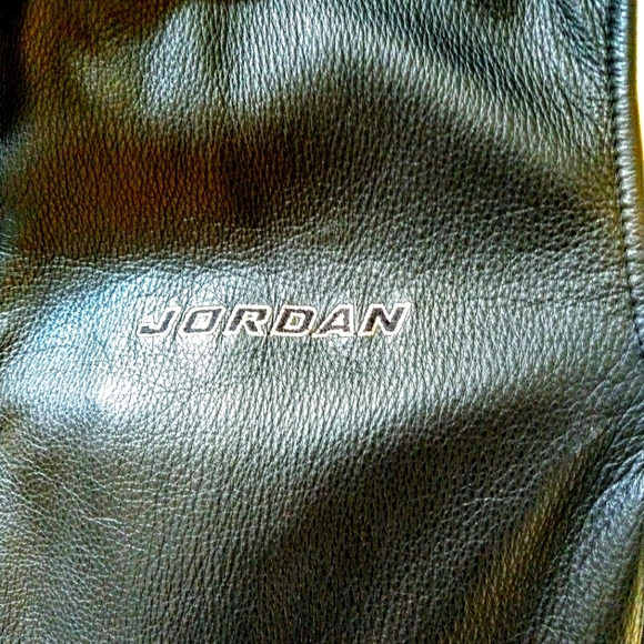 Rare 2001 Michael Jordan Leather Jacket blk/cream size L - Picture 4 of 7